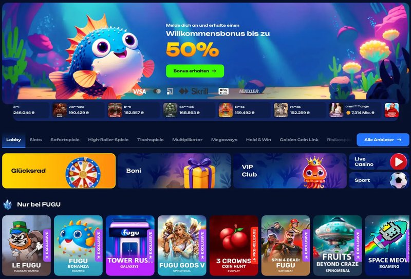 Image: Fugu Casino - Jetzt anmelden und mit Fischen reiche Gewinne erschnellen